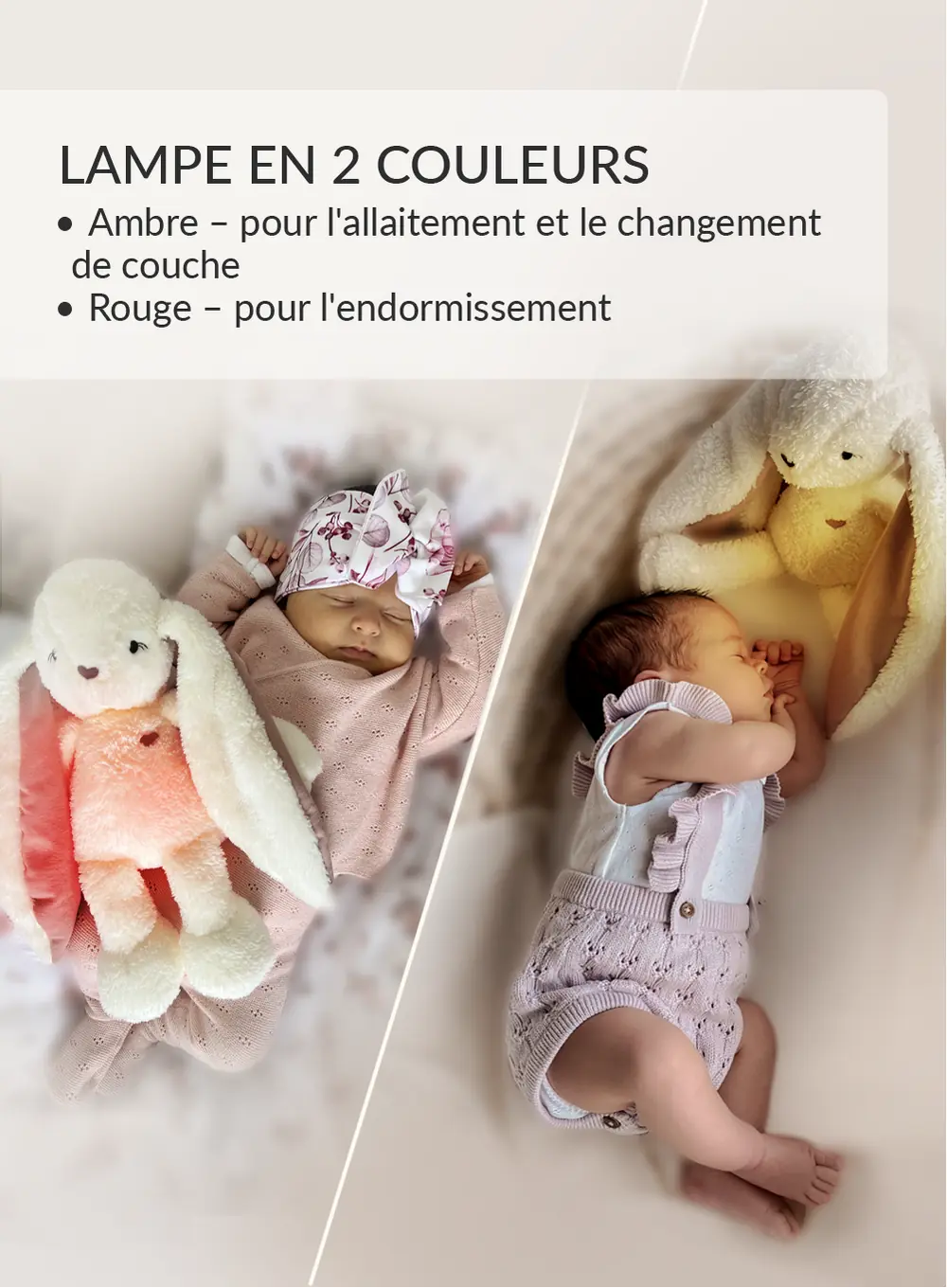 MyHummy Lapin écru rose 5en1 veilleuse MUHYMMY
